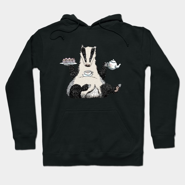 Badger Tea and Cake Hoodie by shiro